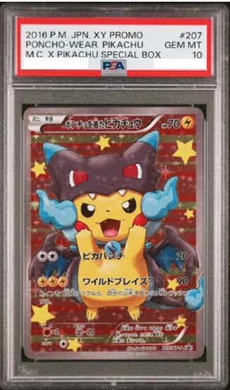 PSA 10 Gem Mint Poncho-wear Pikachu graded card