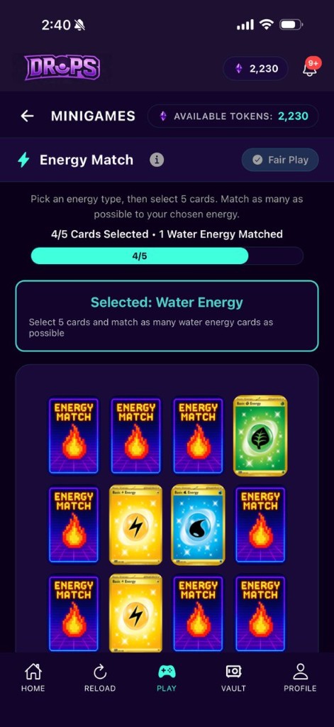 Energy Match minigame