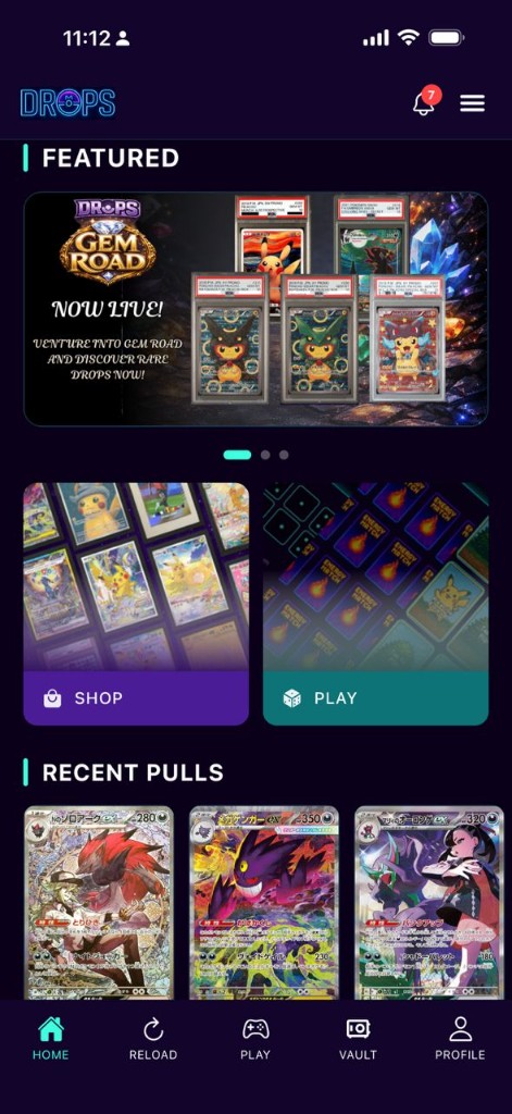 DropsTCG Home Screen